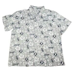 Chicago White Sox Baseball Men’s Hawaiian Shirt Floral Button Down Size Medium